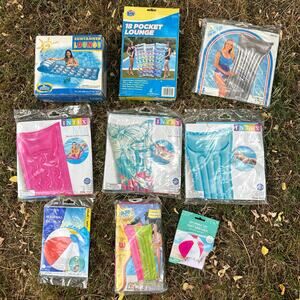 Vintage Inflatable Pool Floats Lot Intex Wet Set Lounges Rafts Beach Toys Sealed